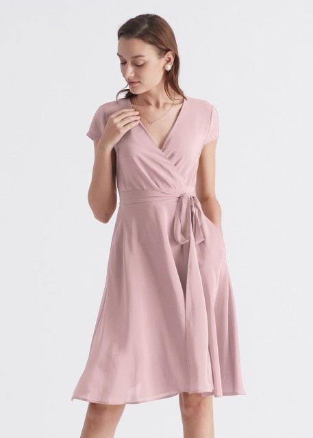 Figure Flattering Silk Wrap Dress