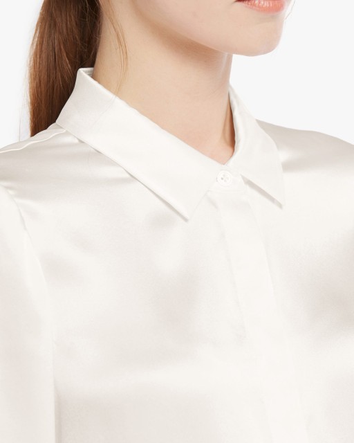 Basic Concealed Placket Silk Shirt