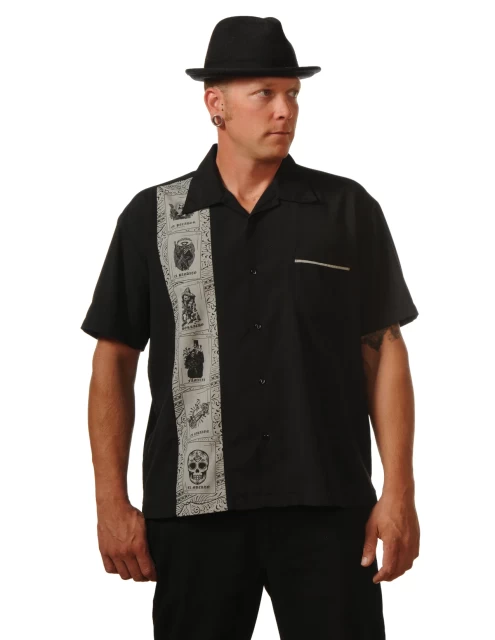 El Lottery Single Panel Menswear Shirt in Black and Silver