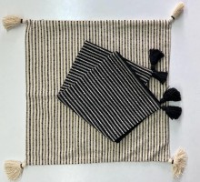 22x22 Pillow Cover with Tassels in Natural & Black