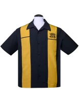 Black/Gold Sun Crown Panel Bowling Shirt by Steady Clothing Inc.