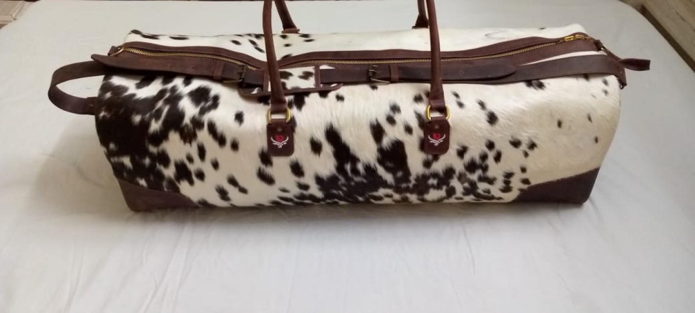 Duffle Bag Cow Hair on Long - Genuine Leather Travel Companion