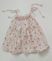 Charming Hand Embroidery Tie-Up Smocked Dress for Kids