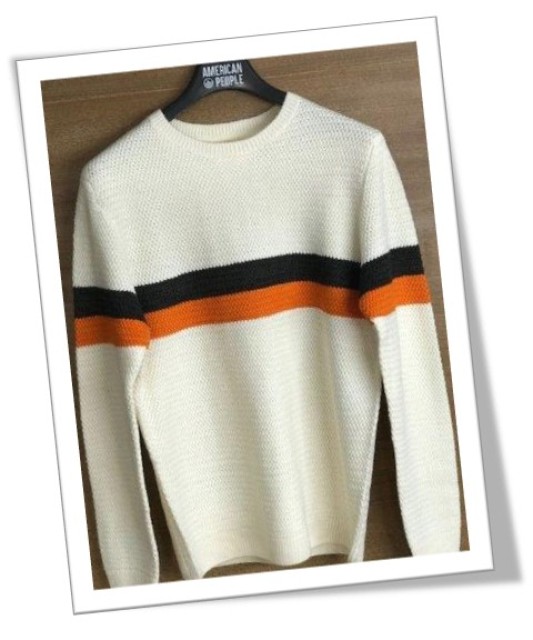 Men's Crew Neck Pullover with Honey Bee Stitch, 100% Acrylic