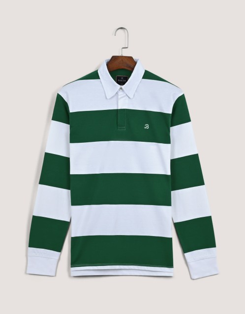 Yarn Dyed Rugby Polo Shirt – 100% Cotton, Striped Rugby Style