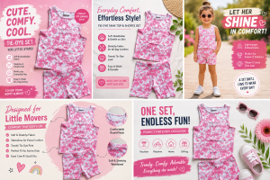 1/1 Rib Cotton Girls Two-Piece Summer Apparel Set Bulk Export